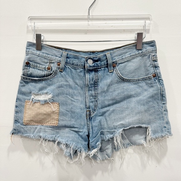 Levi's Pants - Levi’s 501 Patchwork Light Wash Distressed High Waist Denim Shirts Size 29
